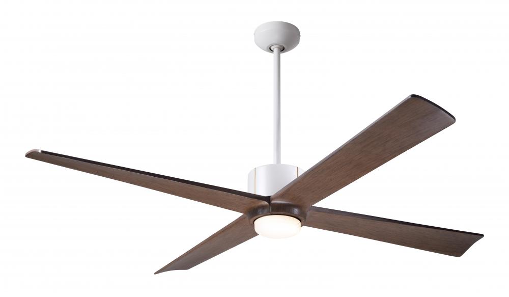 Nouveau DC Fan; Matte White Finish w/ Brass; 56" Mahogany Blades; 17W LED; Wall Control