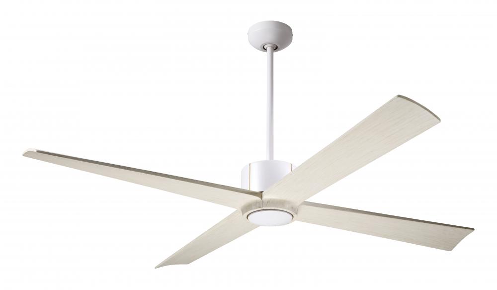 Nouveau DC Fan; Matte White Finish w/ Brass; 56" Whitewash Blades; No Light; Wall Control