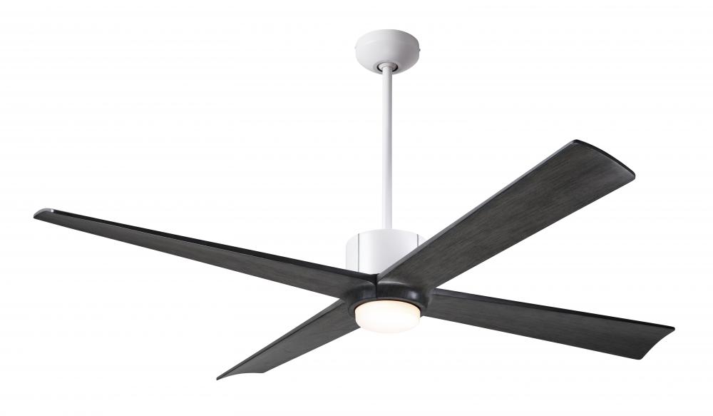 Nouveau DC Fan; Matte White Finish w/ Graphite; 56" Ebony Blades; 17W LED; Wall Control