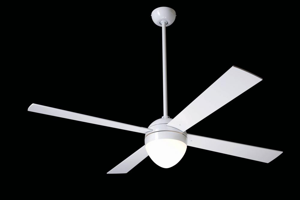 Ball Fan; Gloss White Finish; 42" Aluminum Blades; 75W G9 Halogen; Fan Speed Control