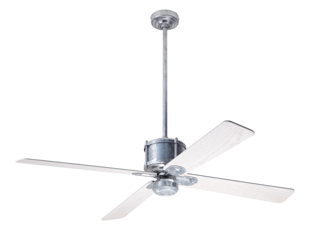 Industry DC Fan; Galvanized Finish; 50" Whitewash Blades; No Light; Remote Control