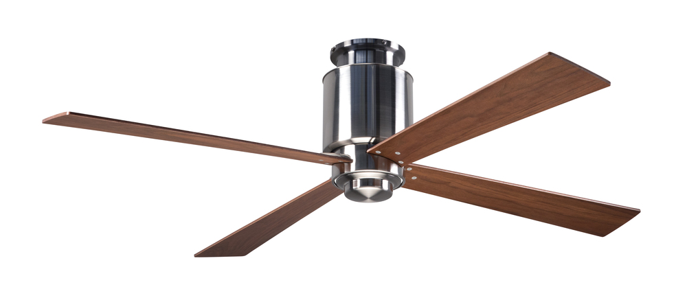 Lapa Flush Fan; Bright Nickel Finish; 50" Mahogany Blades; No Light; Fan Speed Control