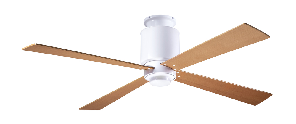 Lapa Flush Fan; Gloss White Finish; 50" Maple Blades; No Light; Fan Speed and Light Control (3-w