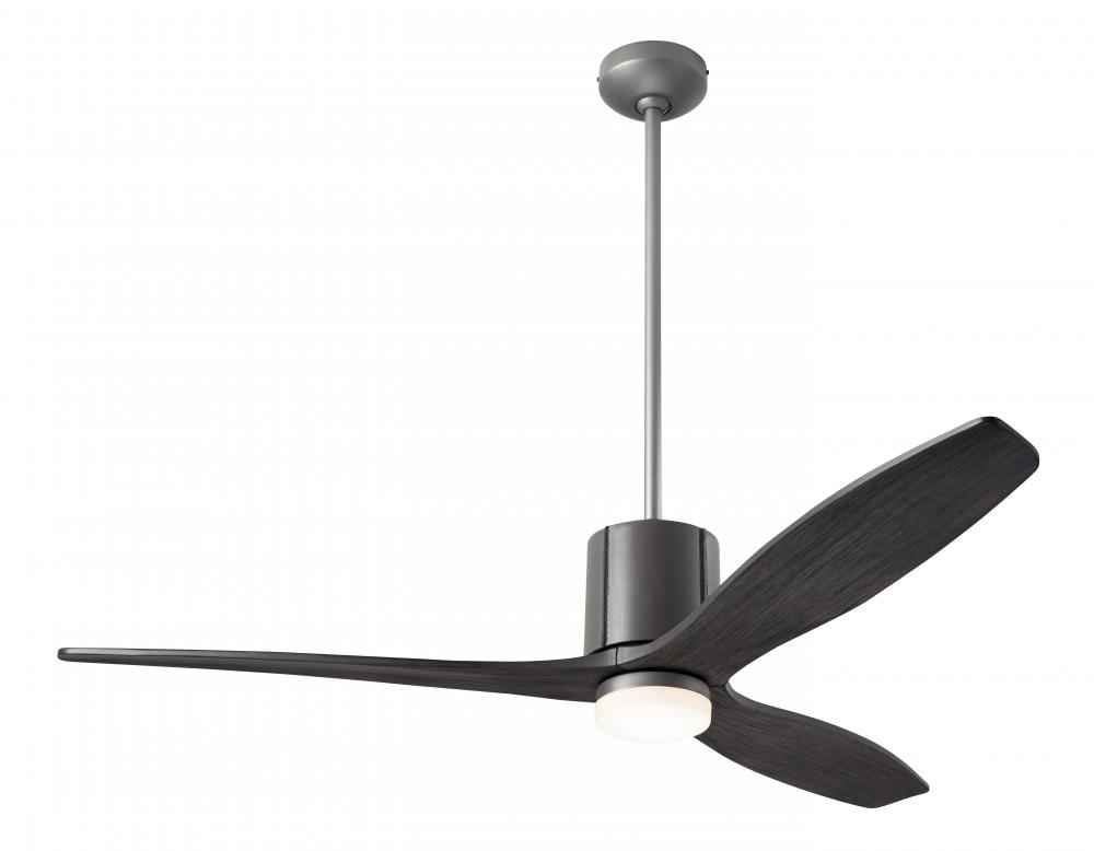 LeatherLuxe DC Fan; Graphite Finish with Gray Leather; 54" Ebony Blades; 17W LED; Remote Control