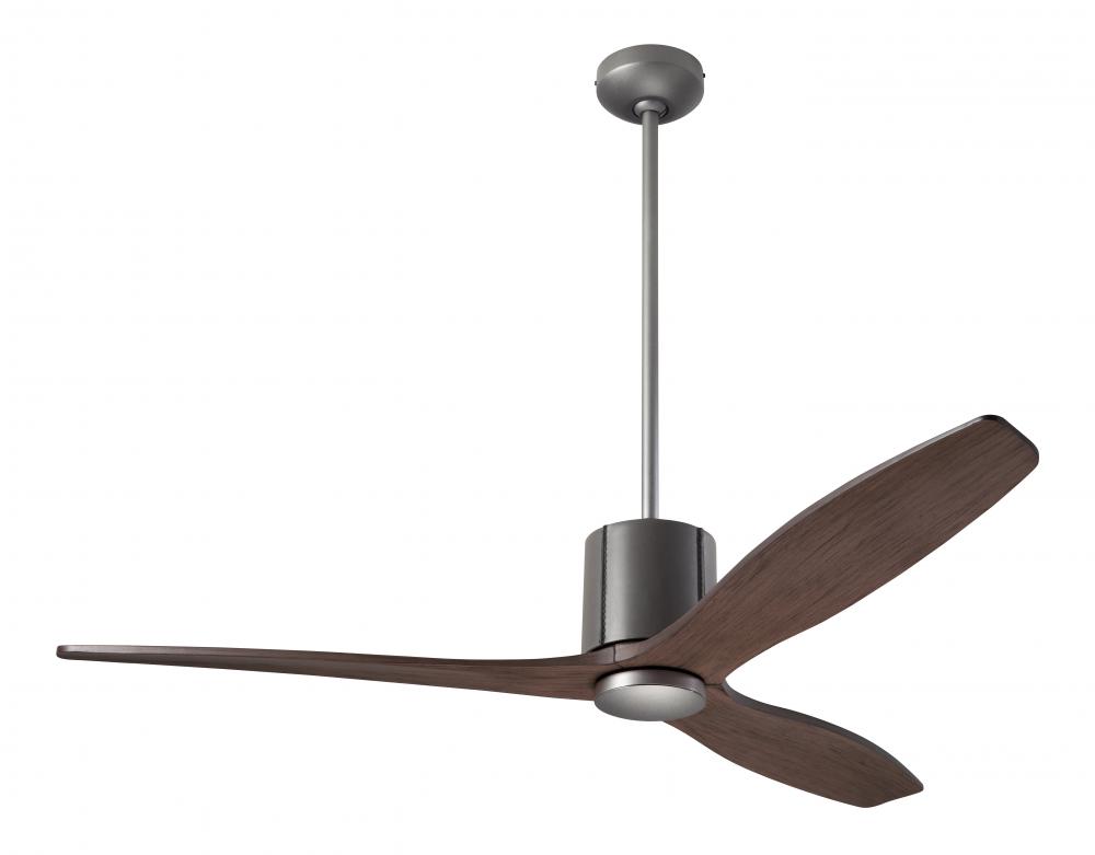 LeatherLuxe DC Fan; Graphite Finish with Gray Leather; 54" Mahogany Blades; No Light; Remote Con