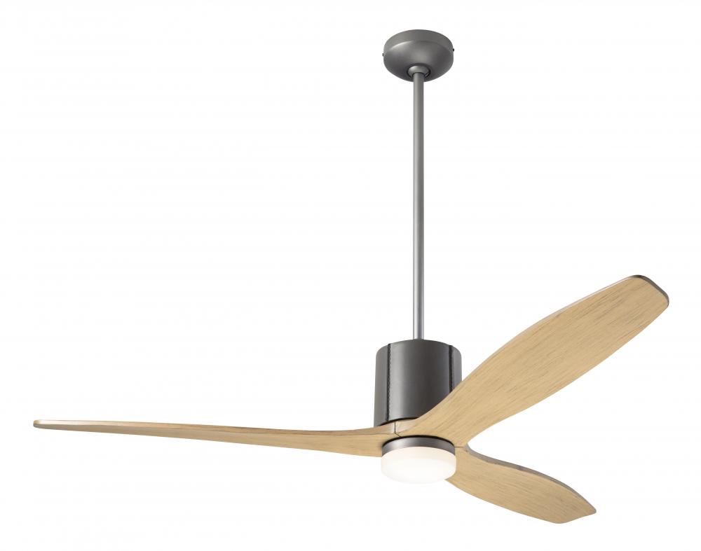 LeatherLuxe DC Fan; Graphite Finish with Gray Leather; 54" Maple Blades; 17W LED; Remote Control