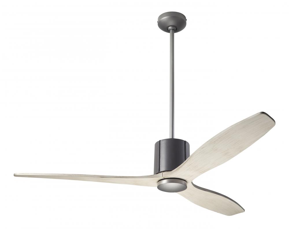 LeatherLuxe DC Fan; Graphite Finish with Gray Leather; 54" Whitewash Blades; No Light; Wall Cont