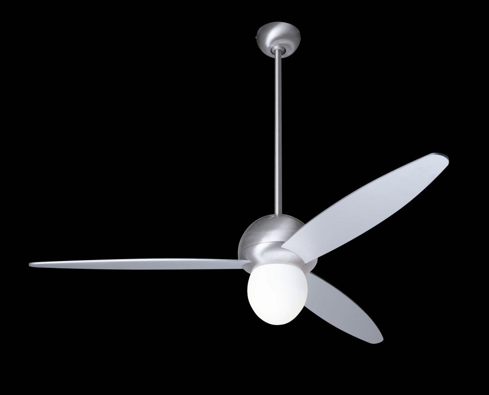 Plum Fan; Brushed Aluminum Finish; 42" White Blades; 26W GU24 Energy Saving CFL; Wall Control wi