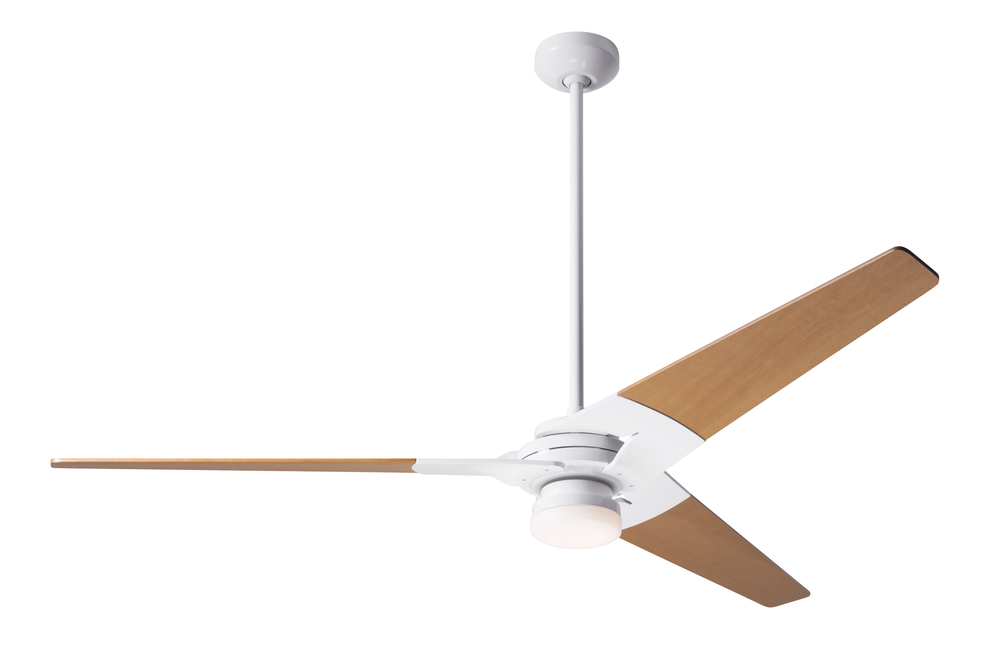 Torsion Fan; Gloss White Finish; 62" Maple Blades; 17W LED; Fan Speed and Light Control (3-wire)