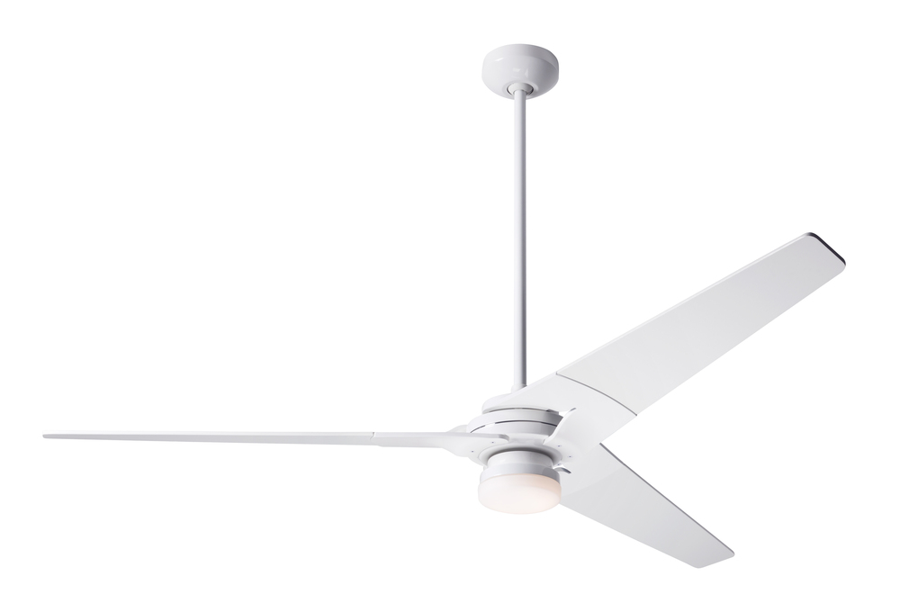 Torsion Fan; Gloss White Finish; 62" White Blades; 17W LED; Fan Speed and Light Control (3-wire)