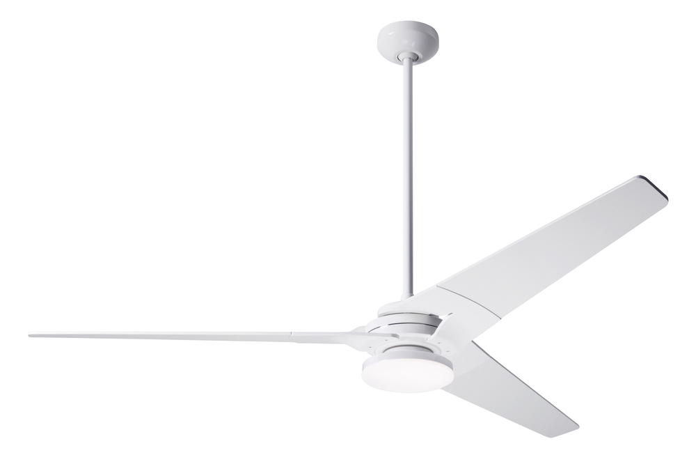 Torsion Fan; Gloss White Finish; 62" Whitewash Blades; 20W LED; Fan Speed and Light Control (3-w