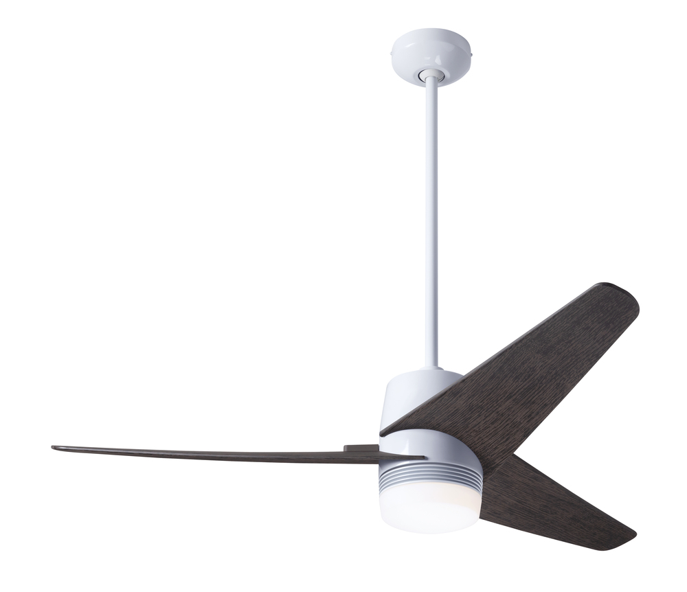 Velo DC Fan; Gloss White Finish; 48" Ebony Blades; 17W LED; Wall/Remote Combo Control