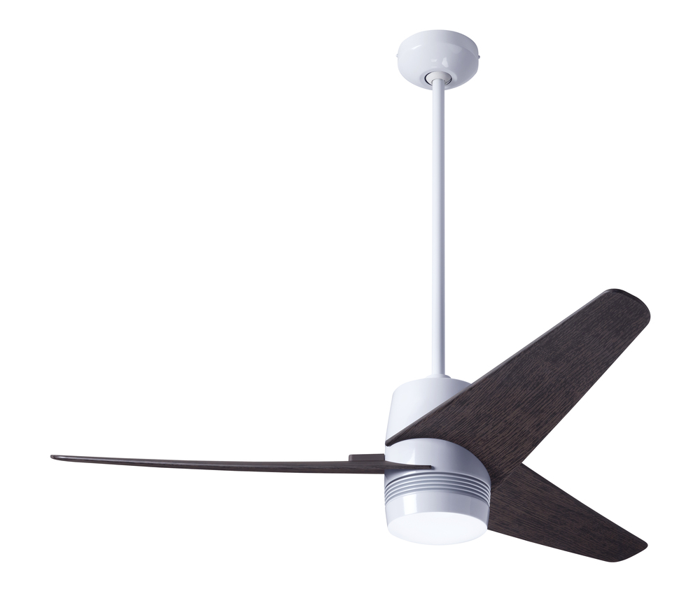 Velo DC Fan; Gloss White Finish; 48" Ebony Blades; No Light; Wall/Remote Combo Control