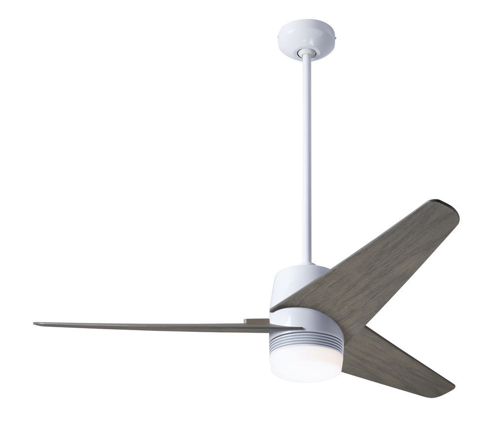 Velo DC Fan; Gloss White Finish; 48" Graywash Blades; 17W LED; Wall/Remote Combo Control