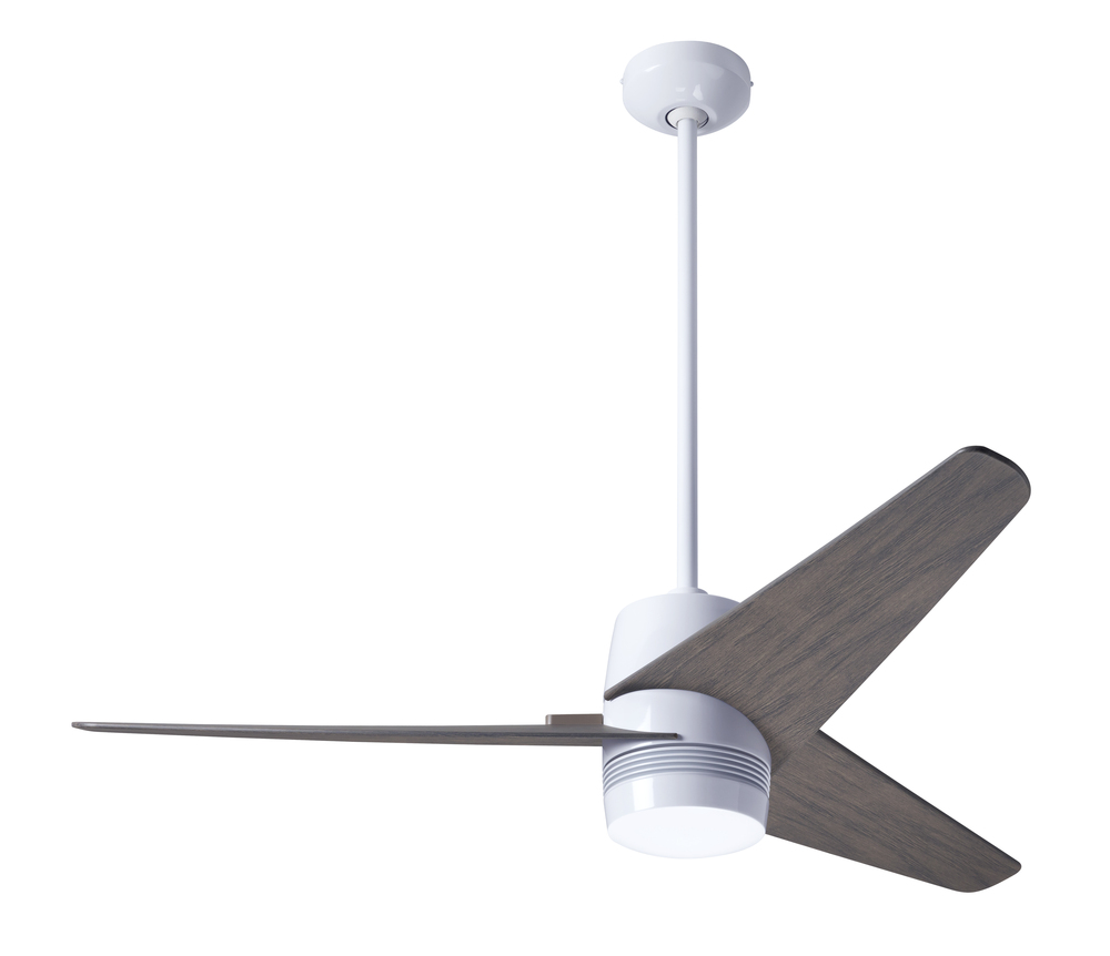 Velo DC Fan; Gloss White Finish; 48" Graywash Blades; No Light; Wall/Remote Combo Control