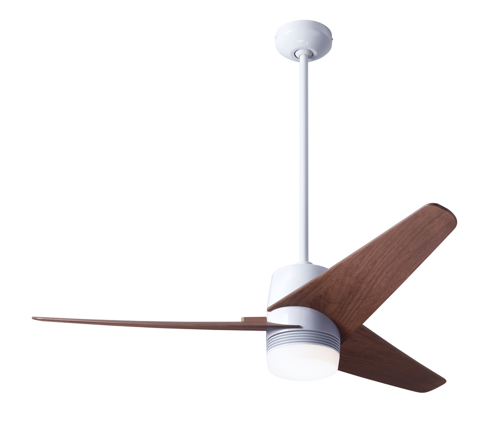 Velo DC Fan; Gloss White Finish; 48" Mahogany Blades; 17W LED; Wall/Remote Combo Control