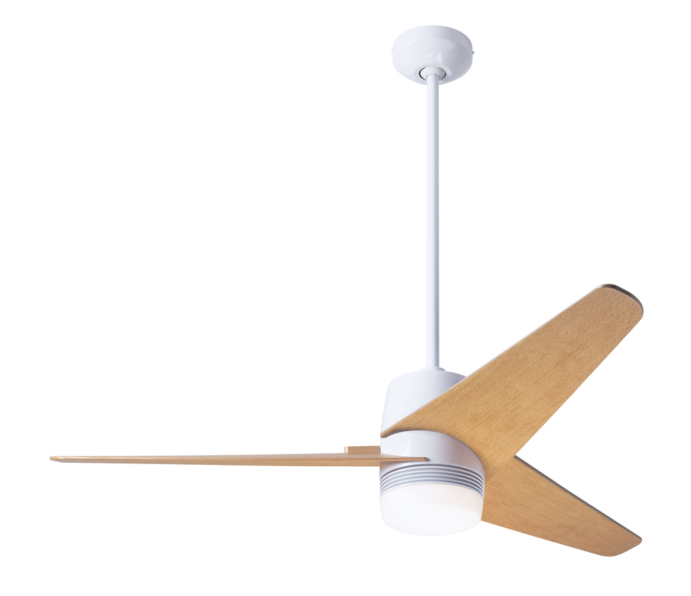 Velo DC Fan; Gloss White Finish; 48" Maple Blades; 17W LED; Wall/Remote Combo Control