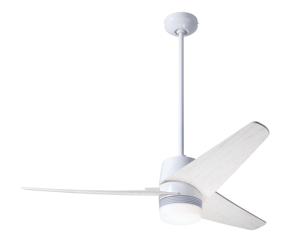 Velo DC Fan; Gloss White Finish; 48" Whitewash Blades; 17W LED; Wall/Remote Combo Control