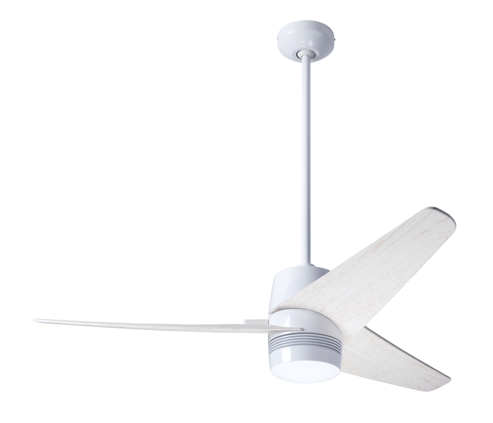 Velo DC Fan; Gloss White Finish; 48" Whitewash Blades; No Light; Wall/Remote Combo Control