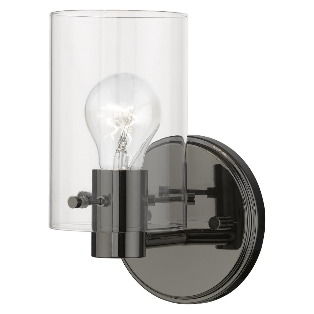 1 Light Black Chrome Single Sconce