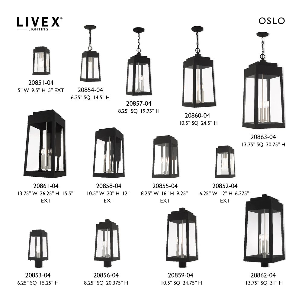 4 Lt Black Outdoor Post Top Lantern