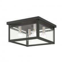 Livex Lighting 4032-04 - 4 Light Black with Brushed Nickel Finish Candles Square Flush Mount