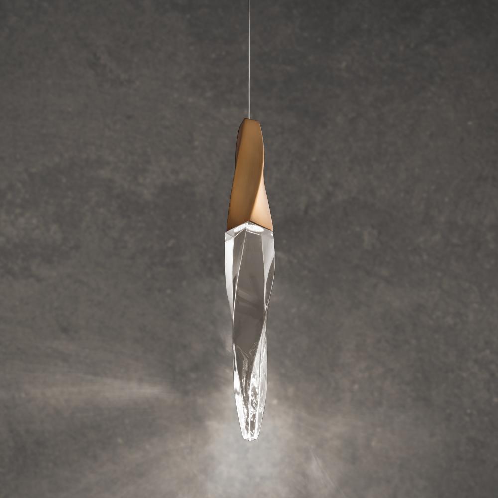 Kindjal 1 Light LED 3000K/3500K/4000K 120V-277V Mini Pendant in Polished Nickel with Clear Optic C