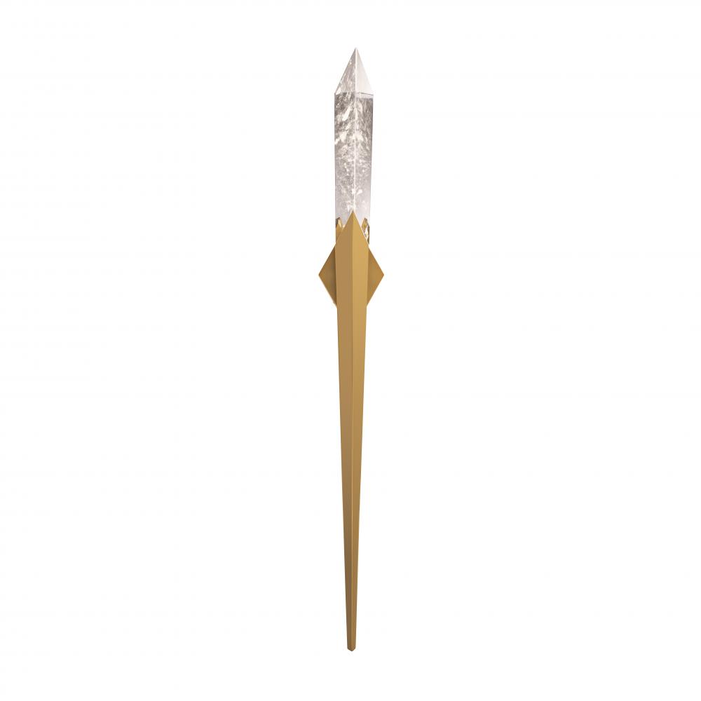 Solitude 70in LED 3000K/3500K/4000K 120V-277V Wall Sconce in Aged Brass with Optic Haze Quartz