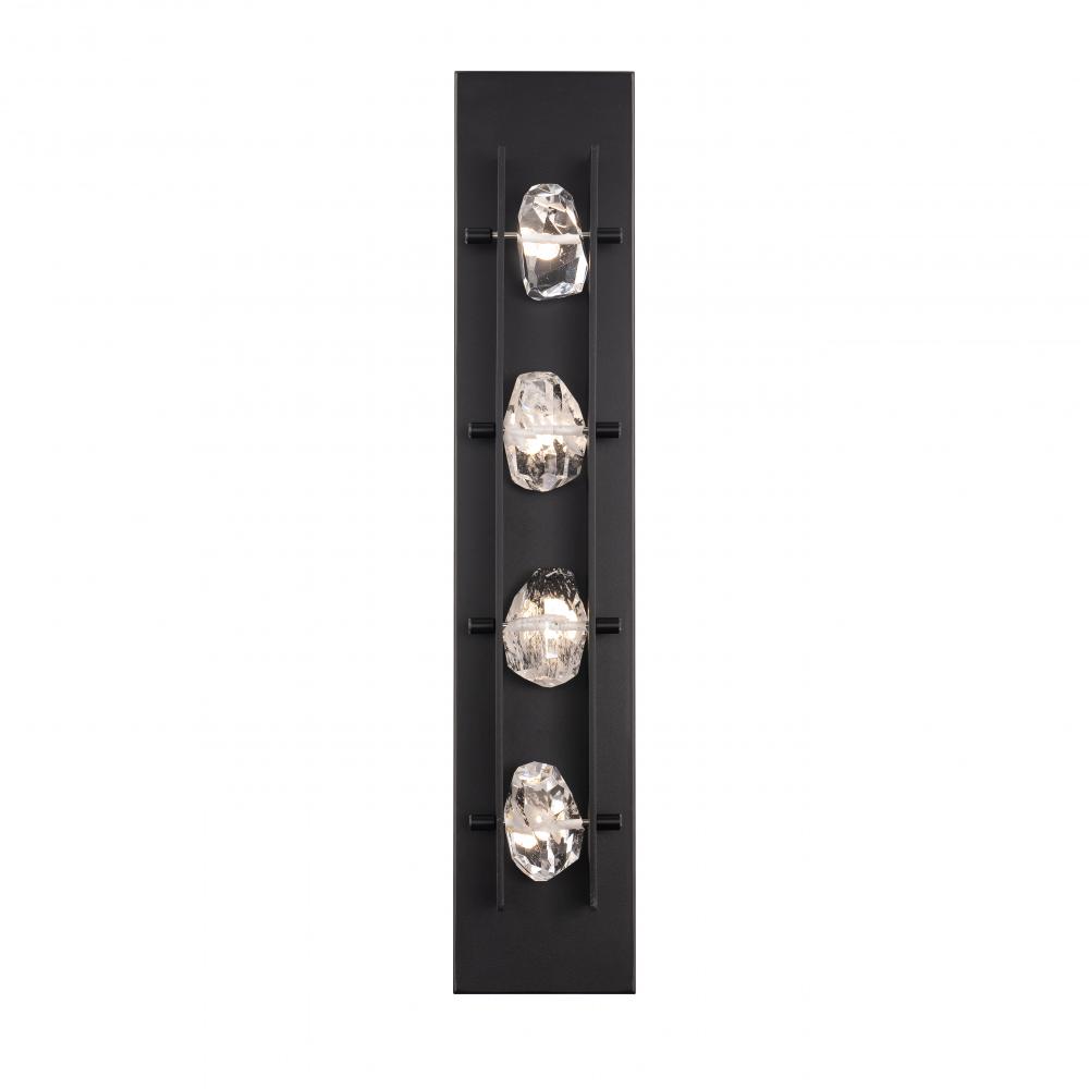 Strata 28in LED 3000K/3500K/4000K 120V-277V Outdoor Wall Sconce in Black with Optic Haze Quartz