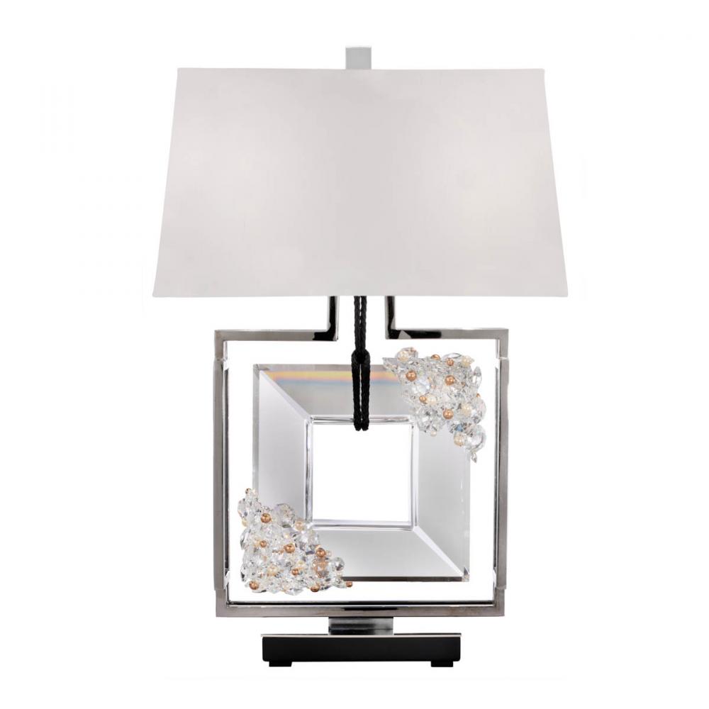 Eva 2 Light 120V Table Lamp in Polished Chrome with Clear Radiance Crystal and Red Rope