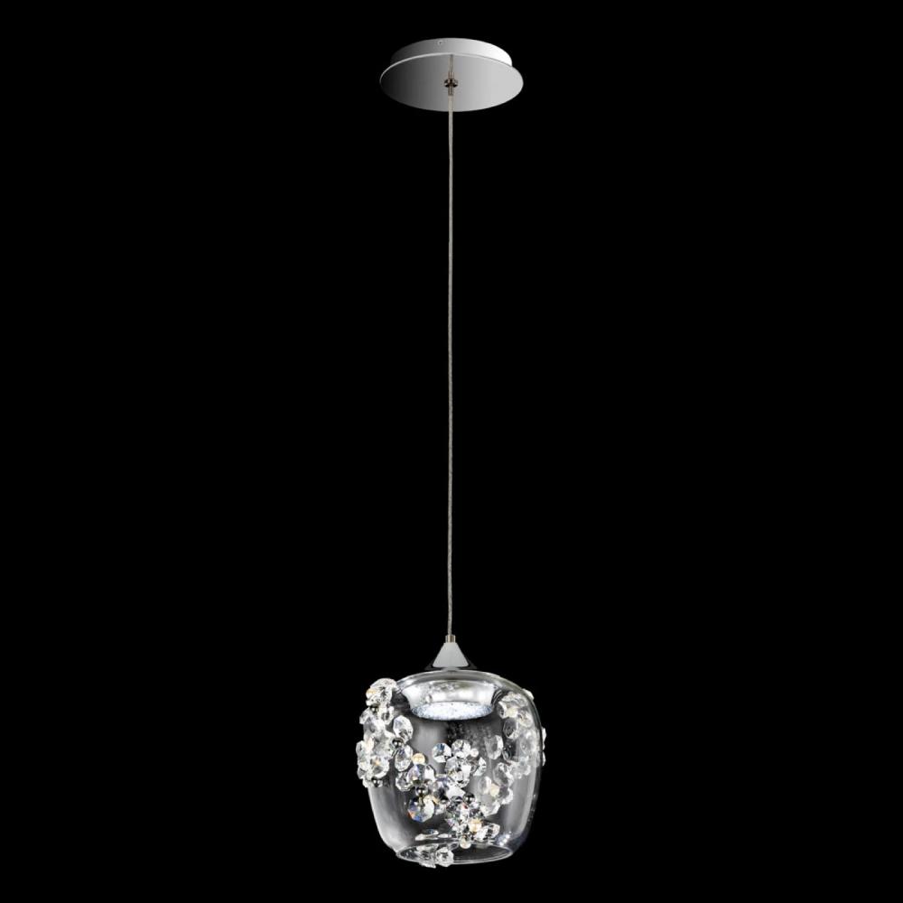 Divine 8in 3000K/3500K/4000K 120V-277V Mini Pendant in Polished Chrome with Clear Radiance Crystal