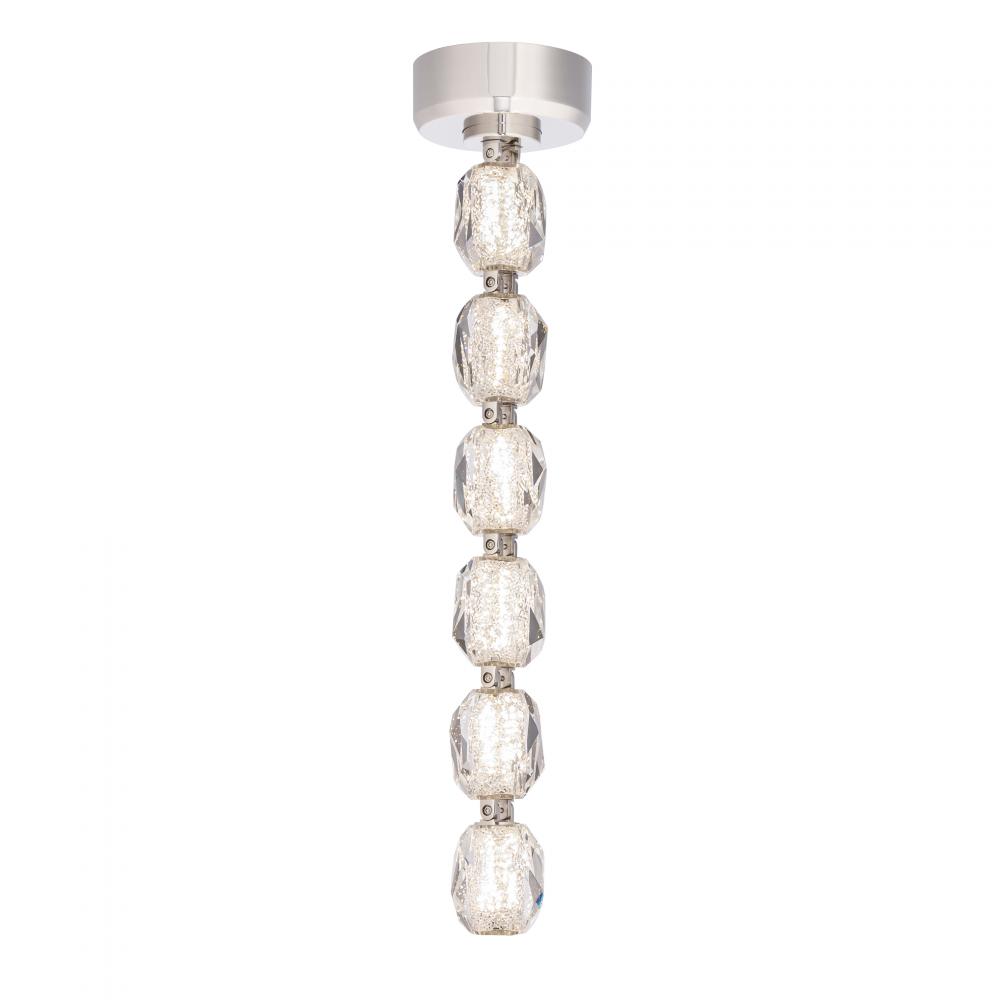 Seduction 6 Light LED 3000K/3500K/4000K 120V-277V Mini Pendant in Polished Nickel with Clear Radia