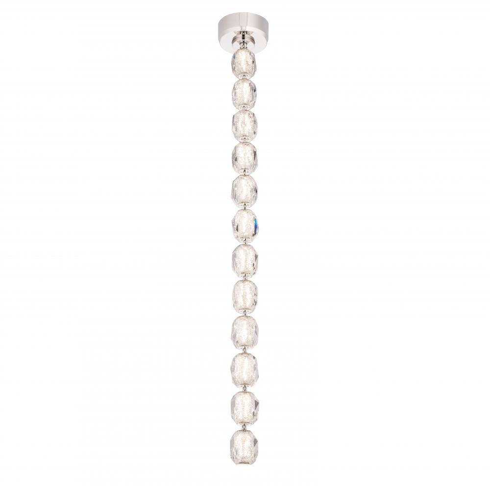 Seduction 12 Light LED 3000K/3500K/4000K 120V-277V Mini Pendant in Polished Nickel with Clear Radi