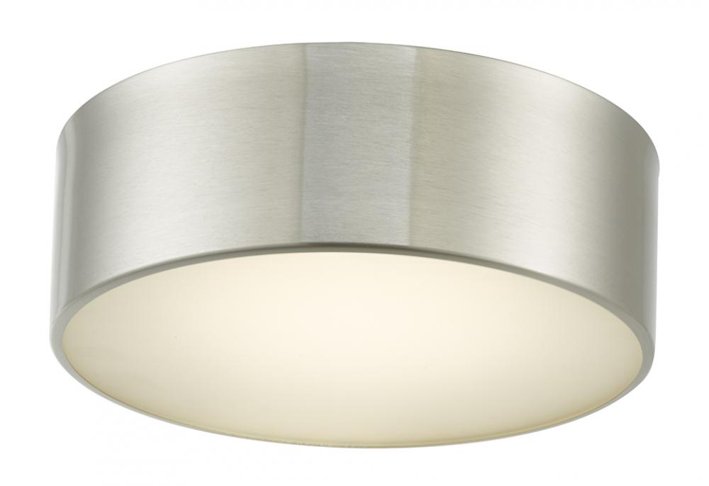 10" Metal Cylinder and Frosted Glass Flushmount with High Output Dimmable LED