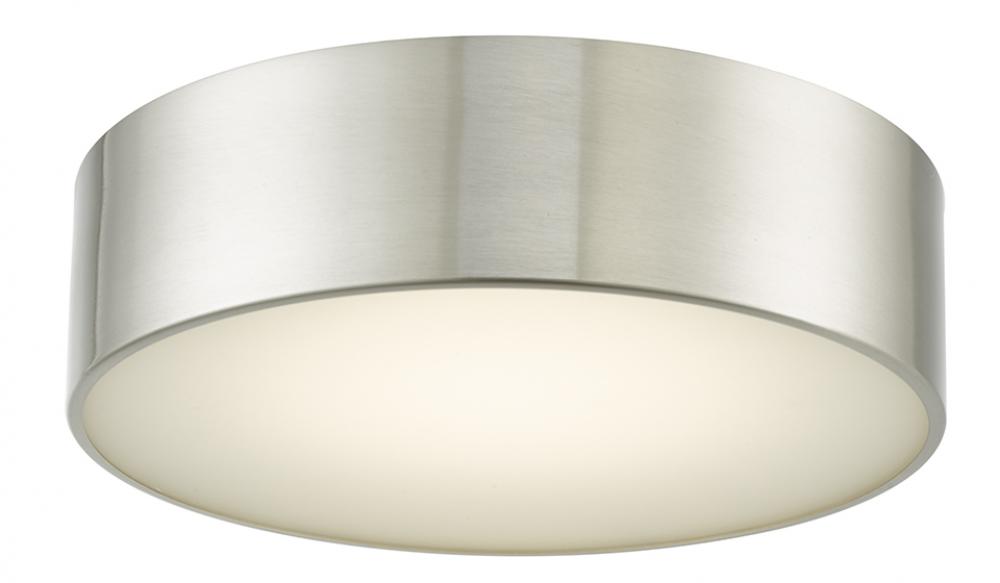 12" Metal Cylinder and Frosted Glass Flushmount with High Output Dimmable LED