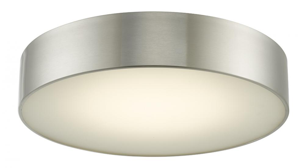 16" Metal Cylinder and Frosted Glass Flushmount with High Output Dimmable LED