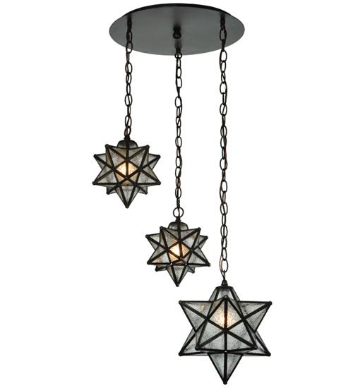 21" Wide Moravian Star 3 Light Cascading Pendant