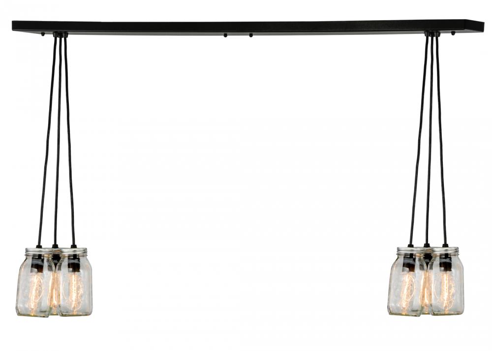 48" Long Mason Jar 6 Light Island Pendant