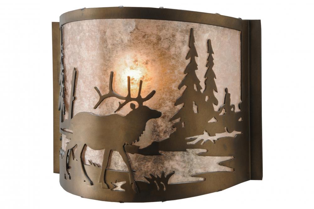 12" Wide Elk at Lake Wall Sconce