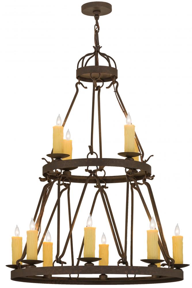 36" Wide Lakeshore 12 Light Two Tier Chandelier