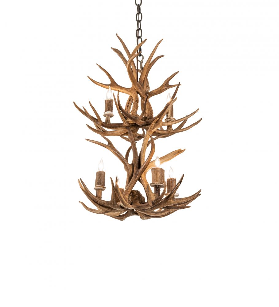 20" Wide Antlers 6 Light Two Tier Chandelier