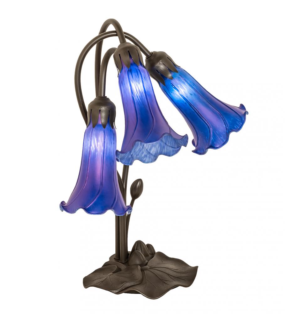 16" High Blue Tiffany Pond Lily 3 Light Accent Lamp