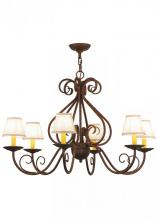 Meyda Blue 149663 - 36"W Jenna 6 LT W/Fabric Shades Chandelier