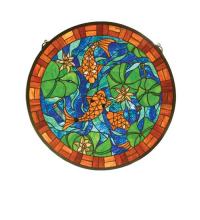 Meyda Blue 82558 - 24"W X 24"H Koi Pond Lily Stained Glass Window