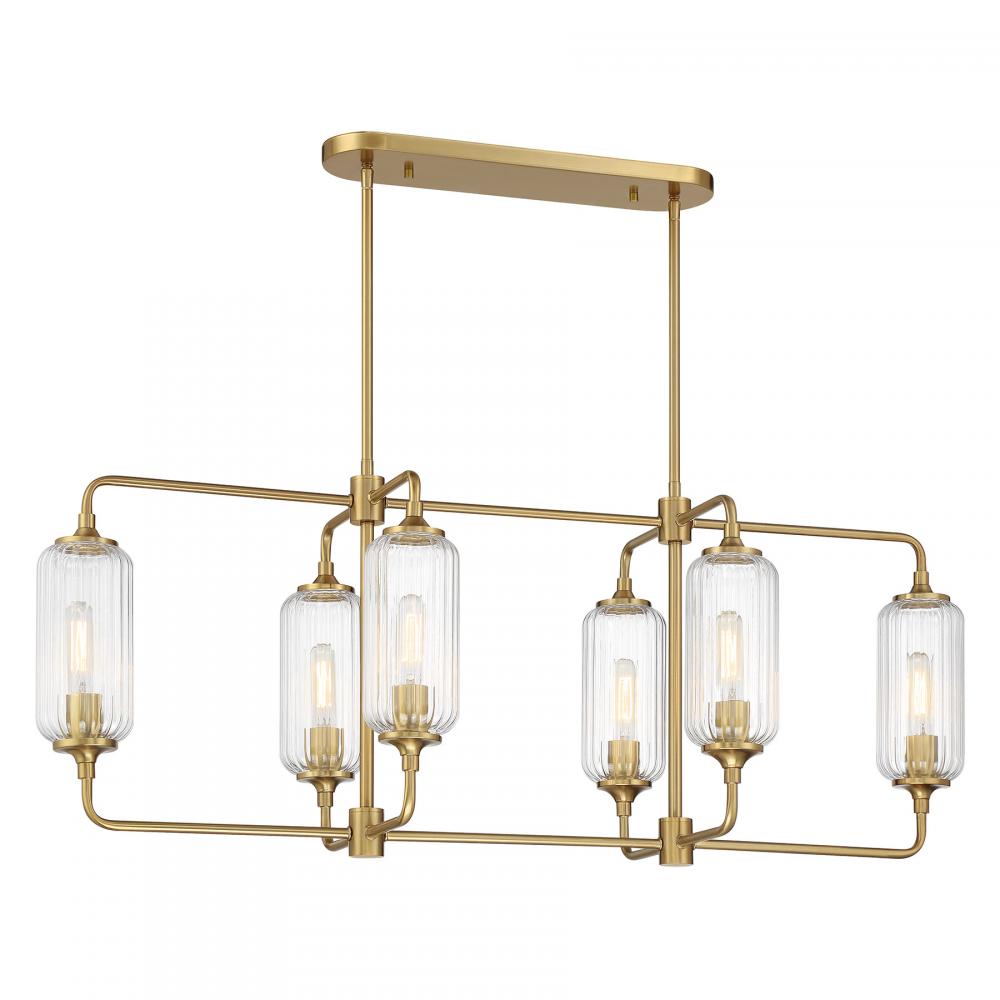 Holton 6-Light Linear Chandelier in Warm Brass