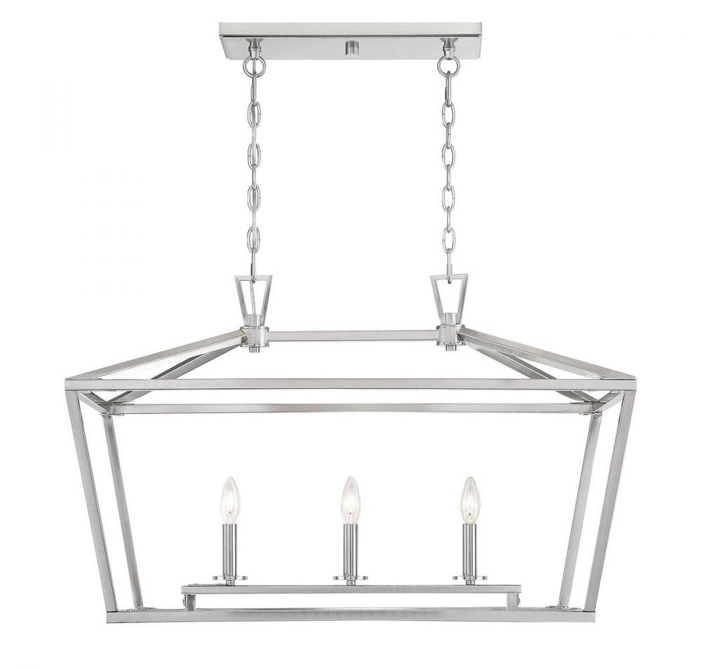 Townsend 3-light Linear Chandelier In Satin Nickel