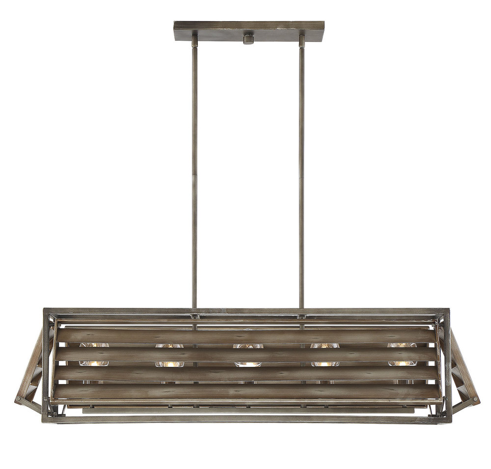 Hartberg 5-Light Outdoor Linear Chandelier in Aged Driftwood