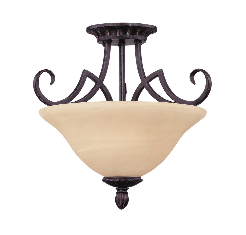 Two Light Copper Bowl Semi-Flush Mount