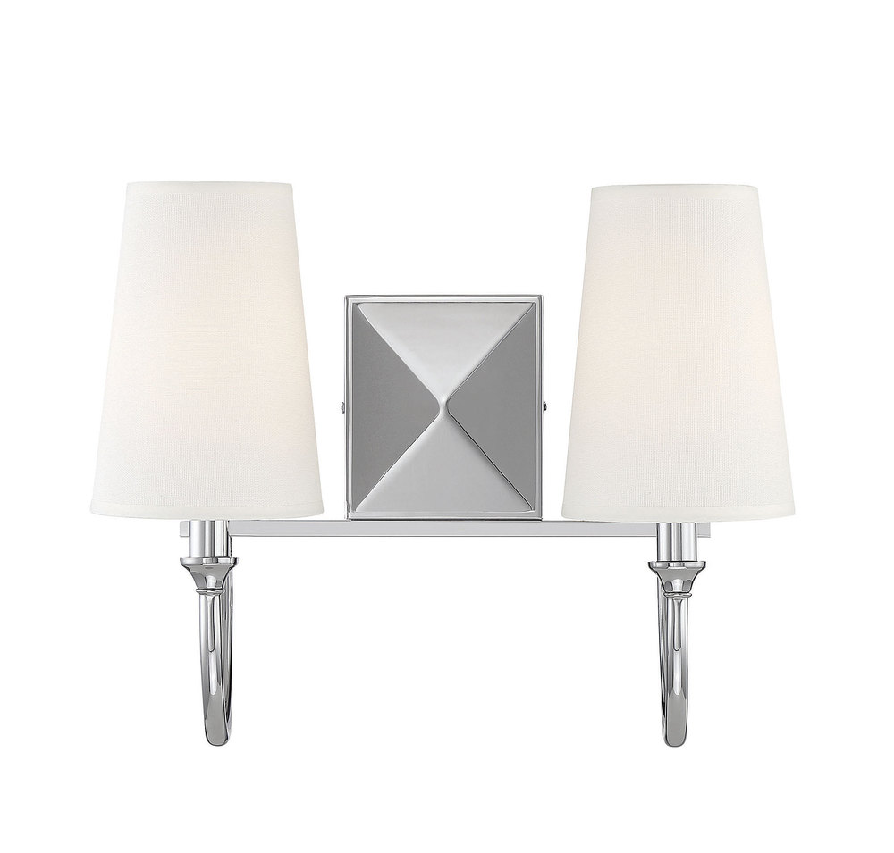 Cameron 2-Light Bathroom Vanity Light in Polished Nickel