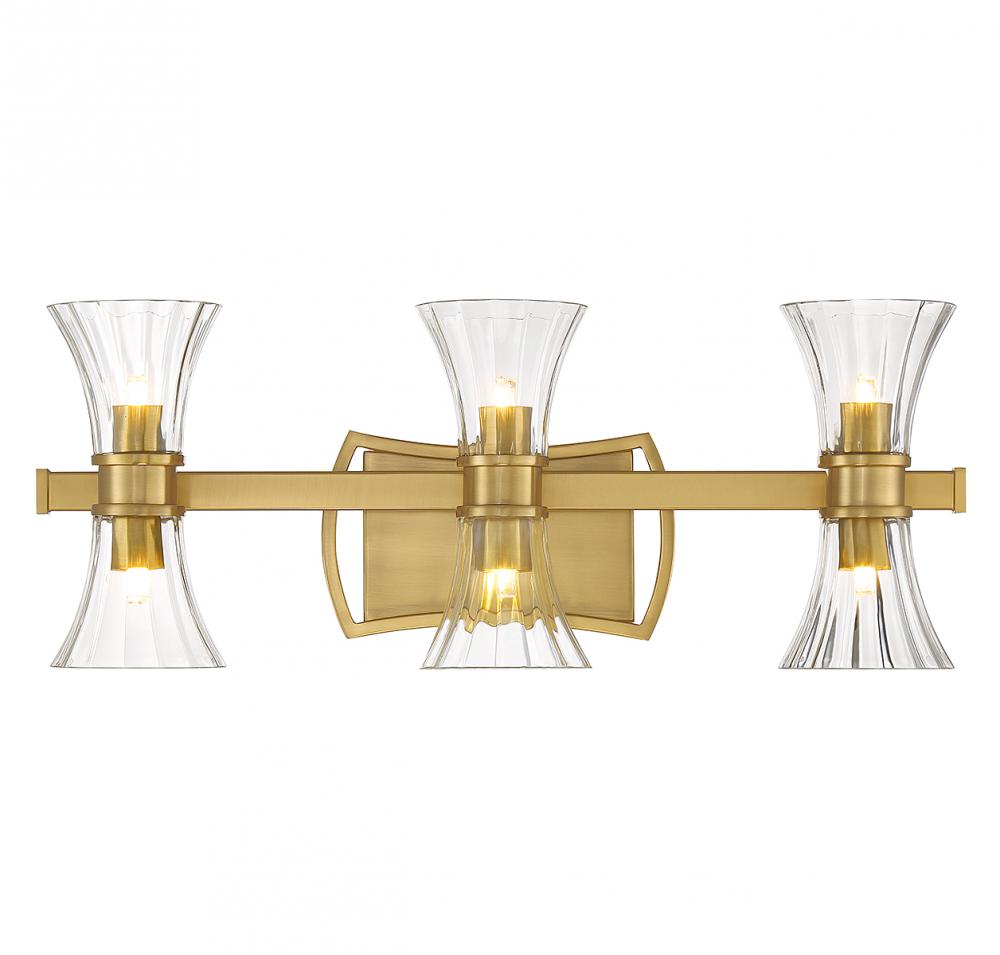 Bennington 6-Light LED Bathroom Vanity Light in Warm Brass